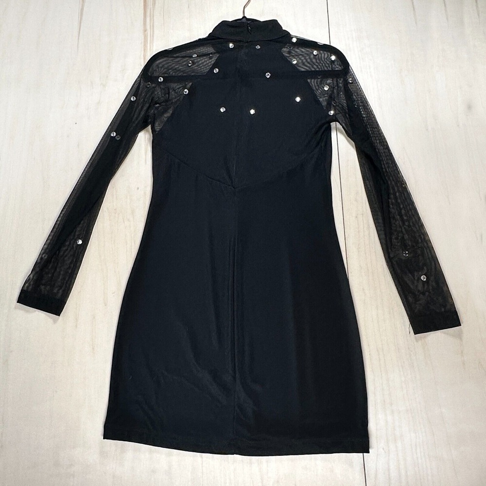 Carabella Vintage Dress Mini Sheer Diamonds Rhinestones  Black Sexy ‎ S Formal